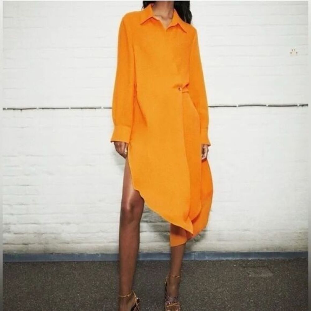 Zara mustard wrap style tunic dress yellow size X large